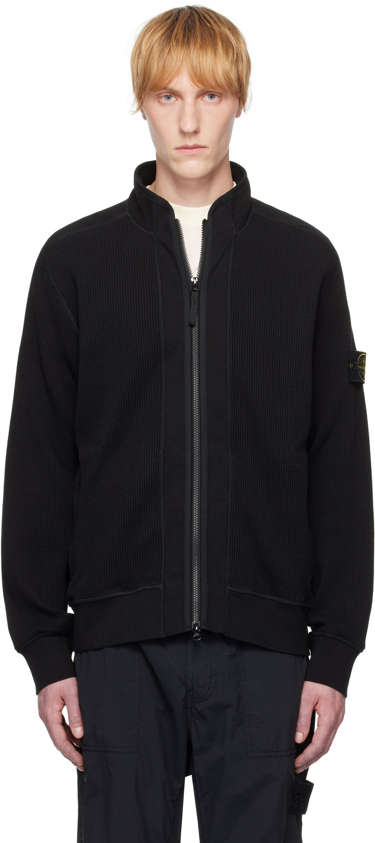 Sveter Stone Island Stone Island Waffle Fleece Sweatshirt Čierna | K1S15 6100007 S0044, 0