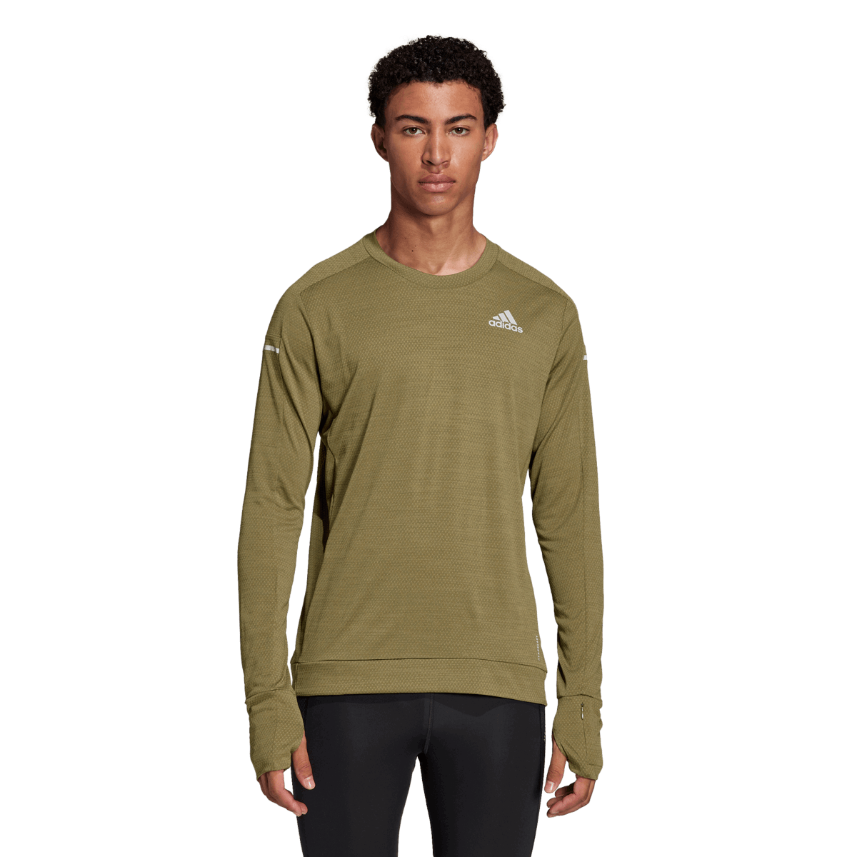 Tričko adidas Originals Cooler Textured Long Sleeve with Thumbholes Zelené | H25127, 0