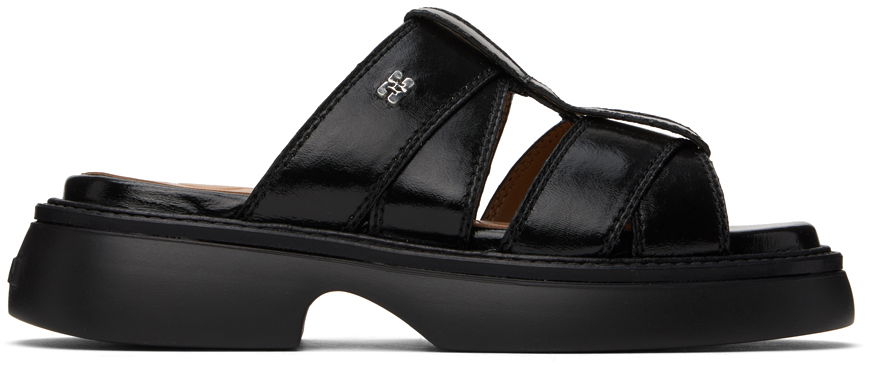 Tenisky a topánky GANNI Mule Leather Sandals Čierna | S2623, 0