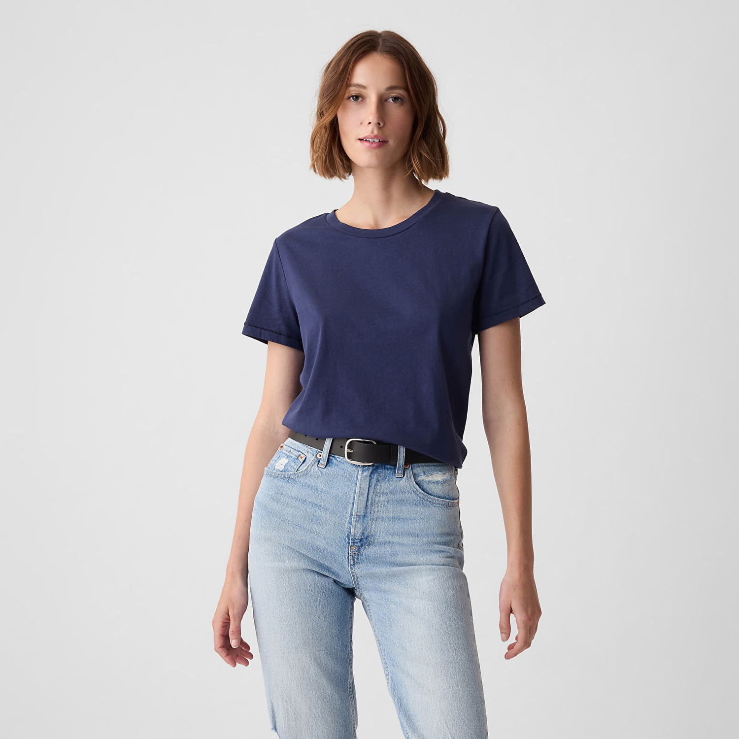 Tričko GAP Basic Crewneck Tee Navy Uniform Navy | 795346-03, 0