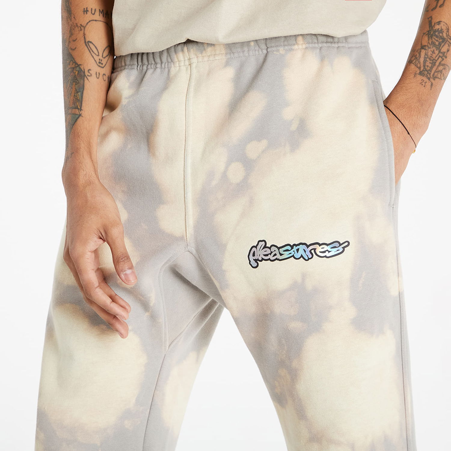 Tepláky Pleasures Decay Sweat Pant Biela | P22SP030 bleach, 1