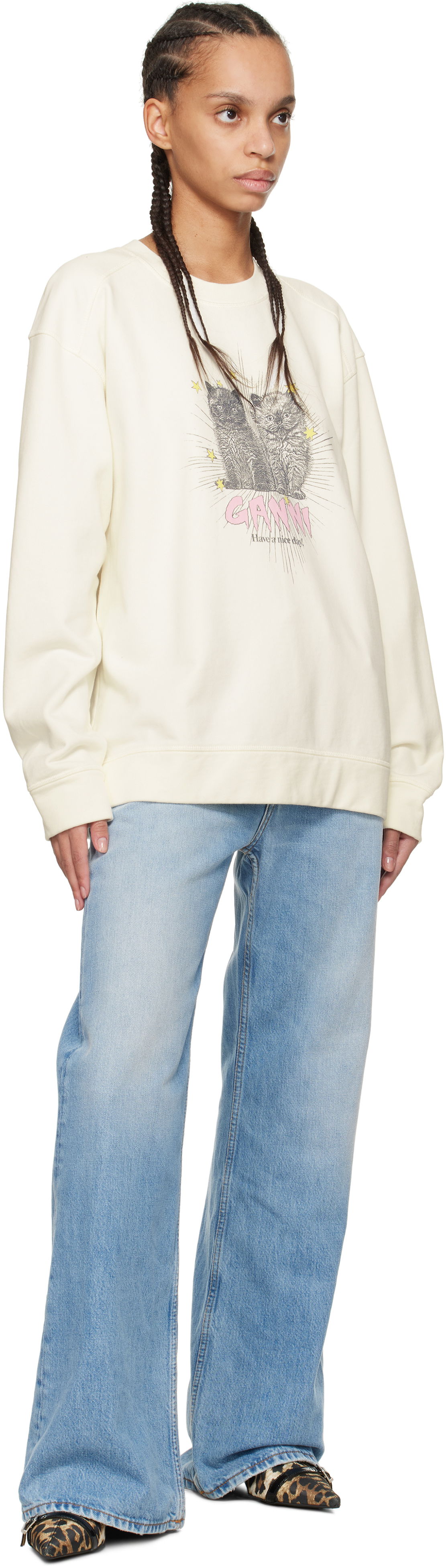 GANNI Isoli Kittens Drop Shoulder Sweatshirt