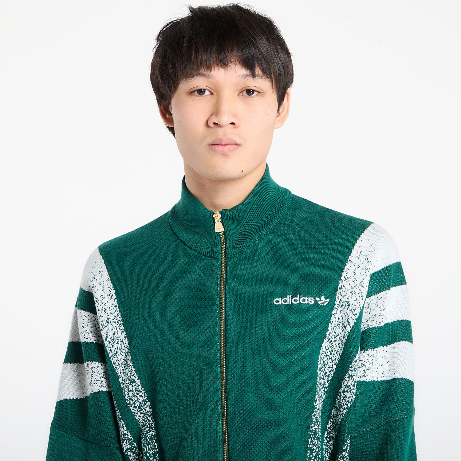 Bunda adidas Originals Santiago Full-Zip Knit Jacket with Speckled Stripes Zelené | KE4603, 1