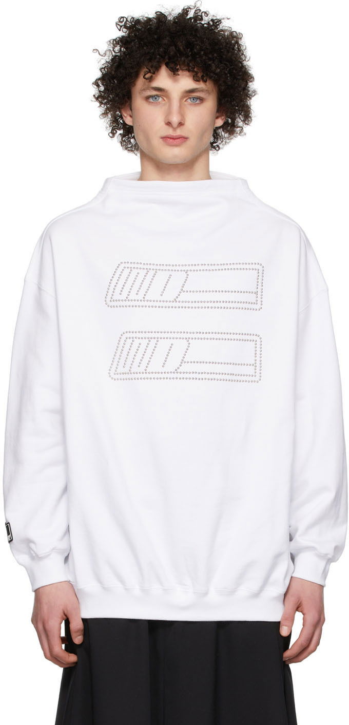 Mikina We11done Rhinestone Embroidered Sweatshirt Biela | WD-TS1-22-538-U-WH, 0