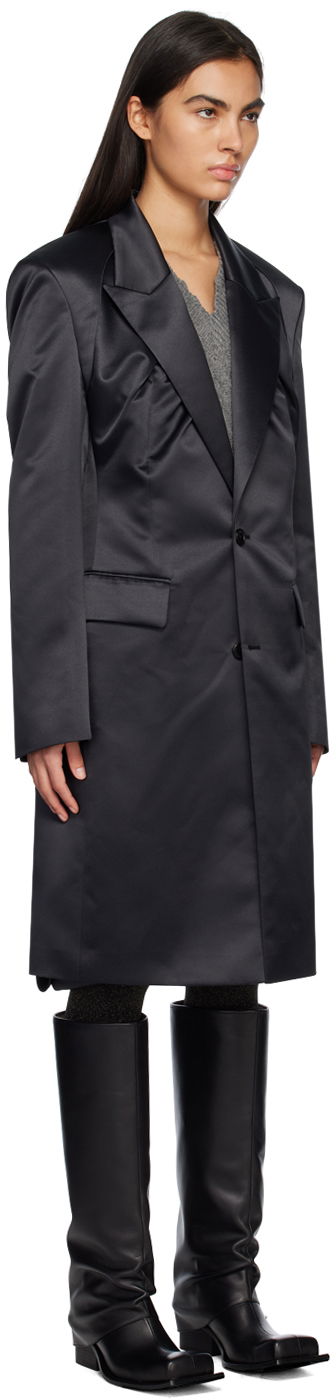 Kabáty We11done Single-Breasted Satin Coat Čierna | WD-CT1-23-043-W-BK, 1