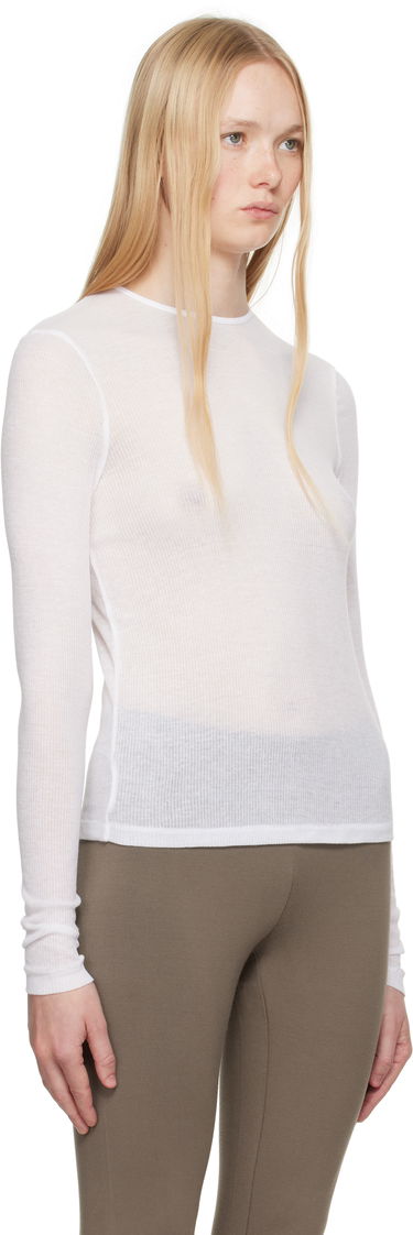 Tričko SKIMS SKIMS Sheer Cotton Long Sleeve T-Shirt Biela | TP-LST-4270, 1