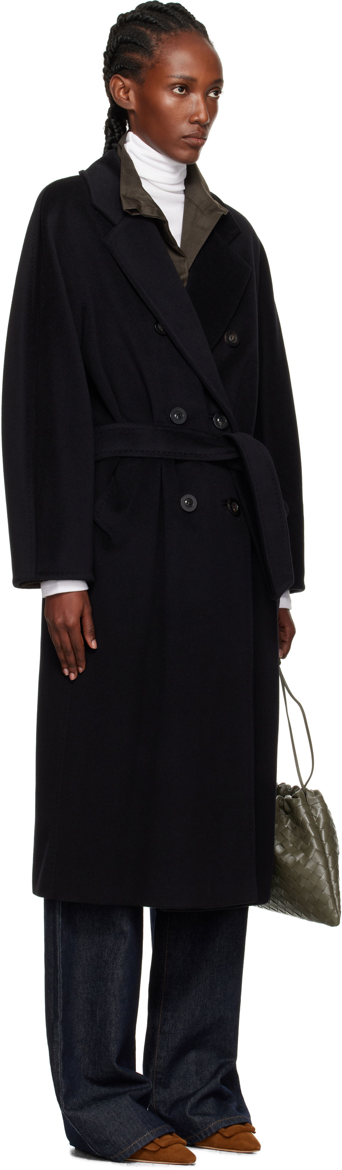 Kabáty Max Mara Max Mara Madame Double-Breasted Wool Coat Čierna | 2521018011600, 1