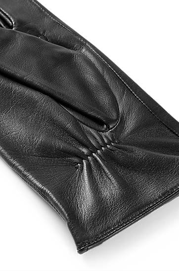 Rukavice BOSS BOSS Leather Gloves with Full Lining Čierna | 50526613, 1