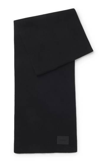 Šál BOSS Cotton Scarf with Logo Badge Čierna | 50551521