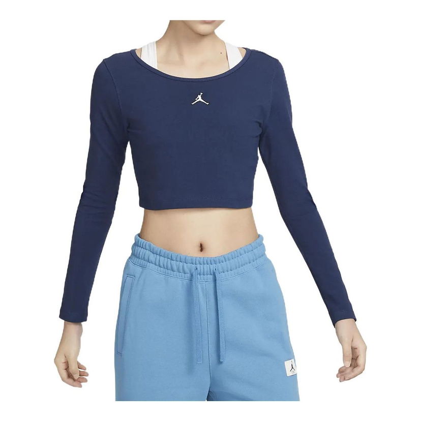 Crop Top Jordan Air Jordan Flight Long-Sleeve Crop Top Navy | DQ4466-410