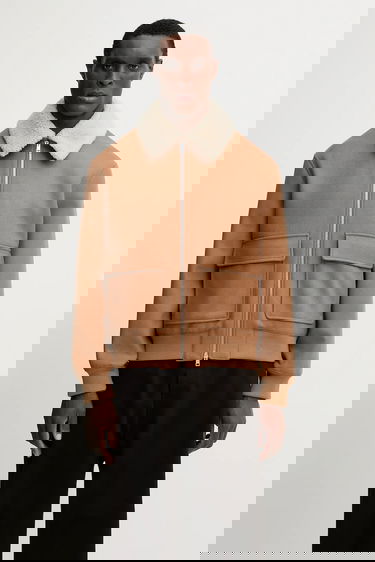 Bomber bunda MAISON KITSUNÉ Shearling Collar Jacket Hnedá | PM02140WM2030, 0