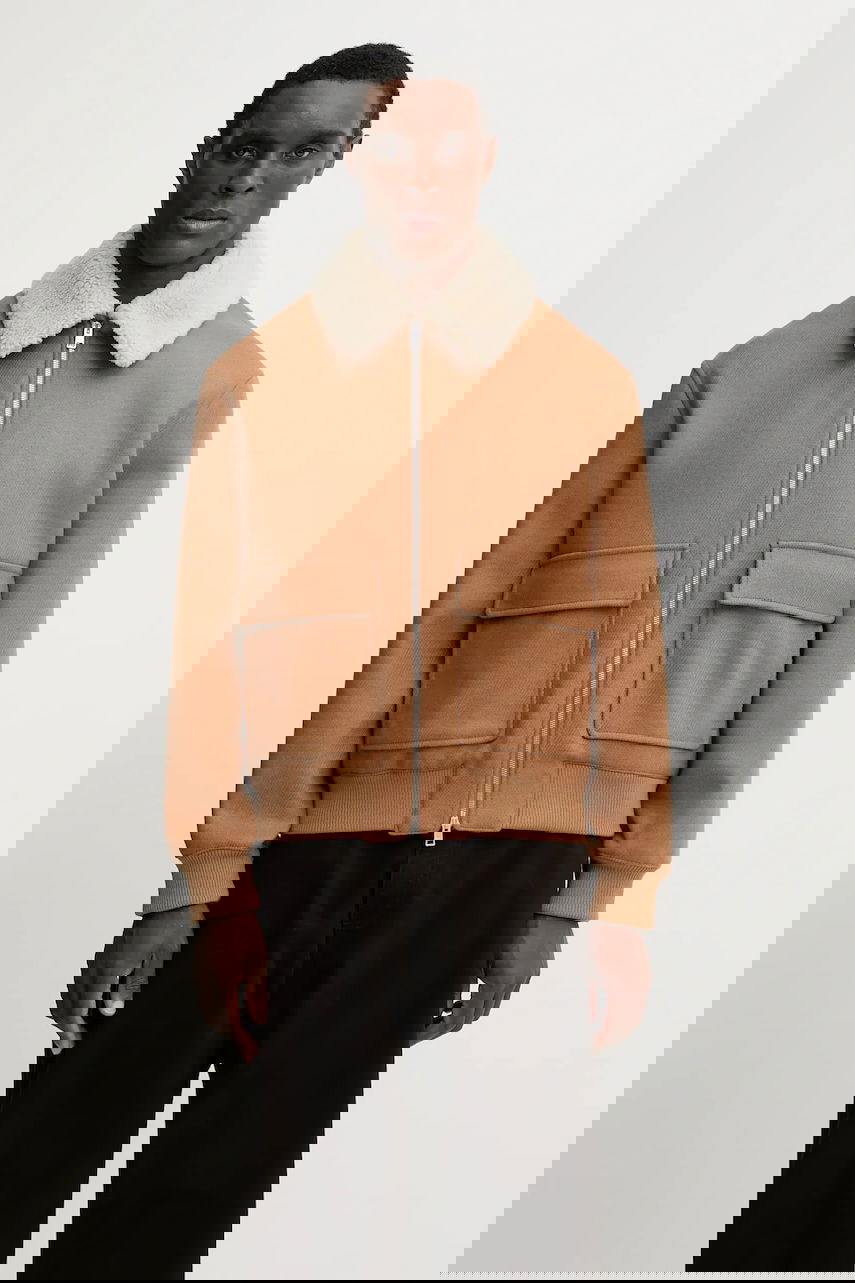 Bomber bunda MAISON KITSUNÉ Shearling Collar Jacket Hnedá | PM02140WM2030, 0