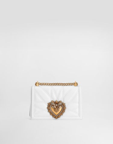 Taška cez rameno Dolce & Gabbana Medium Devotion Leather Shoulder and Crossbody Bag Biela | BB7158AW43780002, 0