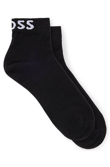 Ponožky BOSS Two-Pack of Quarter-Length Socks with Contrast BOSS Logos Čierna | 50502066, 0