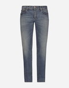 Washed Skinny Stretch Jeans With Whiskering