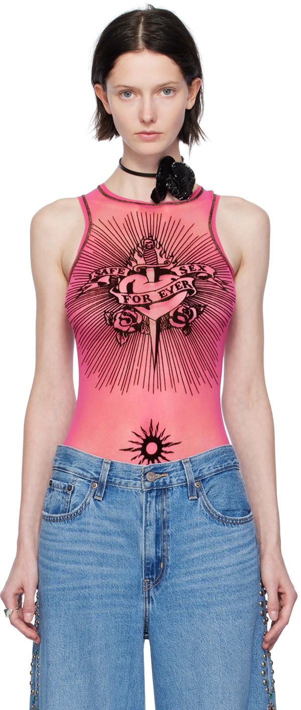 Jean Paul Gaultier 'Safe Sex Forever' Printed Bodysuit