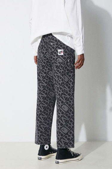 Cargo nohavice BAPE A Bathing Ape Metal One Point Double Knee Denim Work Pants Čierna | 1J80150052, 2