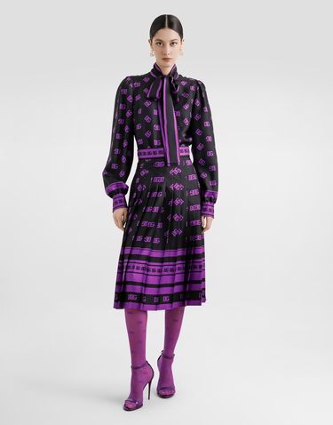 Sukňa Dolce & Gabbana Dolce & Gabbana DG Logo Print Long Pleated Skirt Čierna | F4C2GTHI1Z7HN9BP, 3