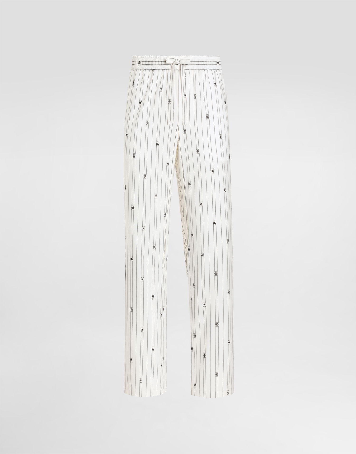 Nohavice Dolce & Gabbana Dolce & Gabbana Logo Striped Drawstring Trousers Biela | GVRMATHJMQRS8350, 0