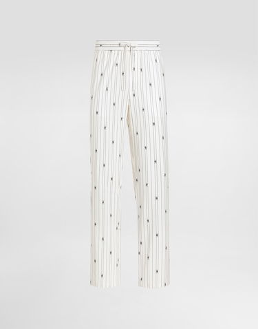 Nohavice Dolce & Gabbana Dolce & Gabbana Logo Striped Drawstring Trousers Biela | GVRMATHJMQRS8350, 0