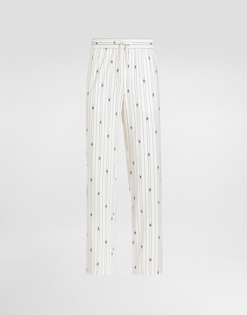 Nohavice Dolce & Gabbana Dolce & Gabbana Logo Striped Drawstring Trousers Biela | GVRMATHJMQRS8350