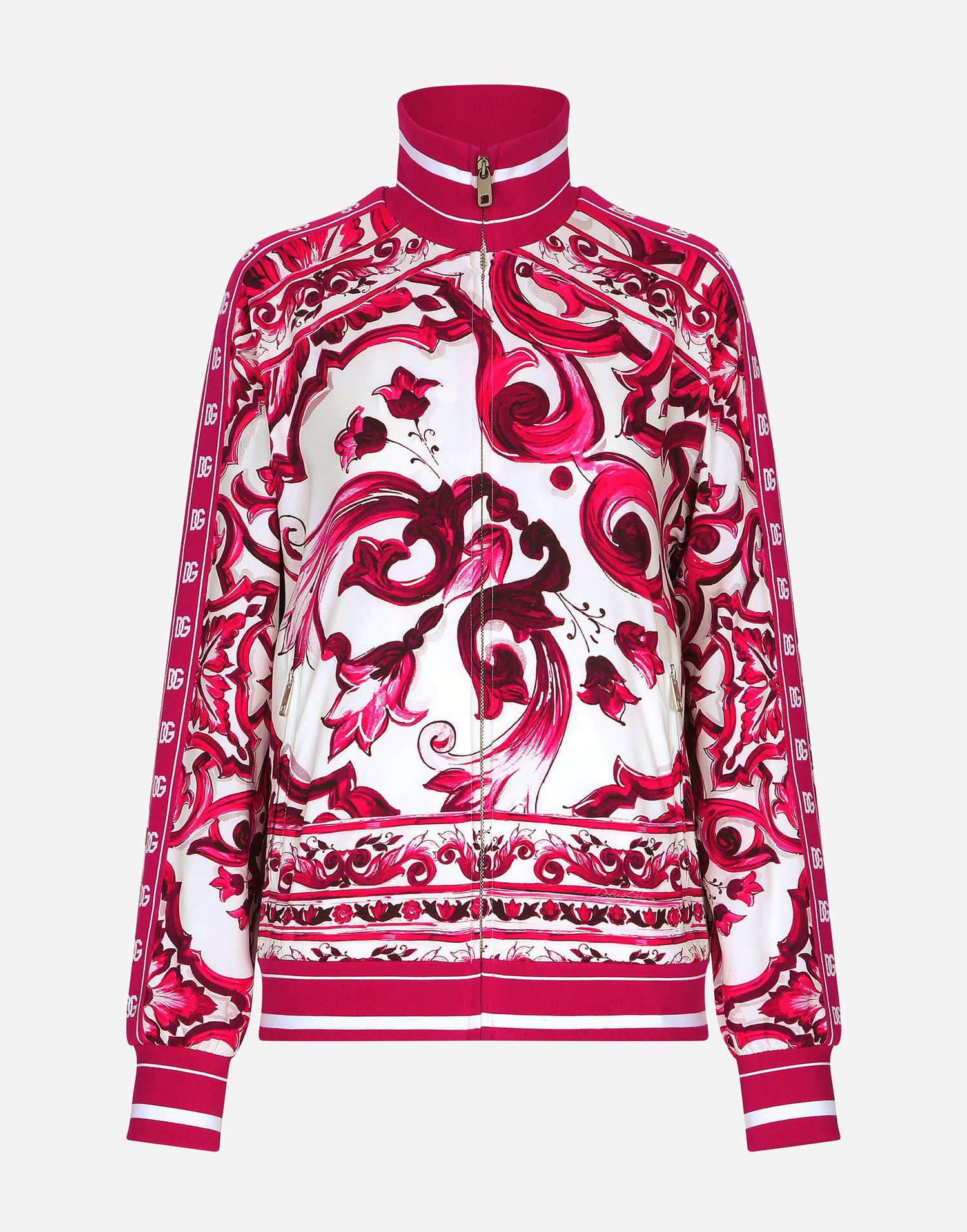 Mikina Dolce & Gabbana Zip-up Cady Sweatshirt With Majolica Print Červená | F9Q75TFPIAHH63TN, 0