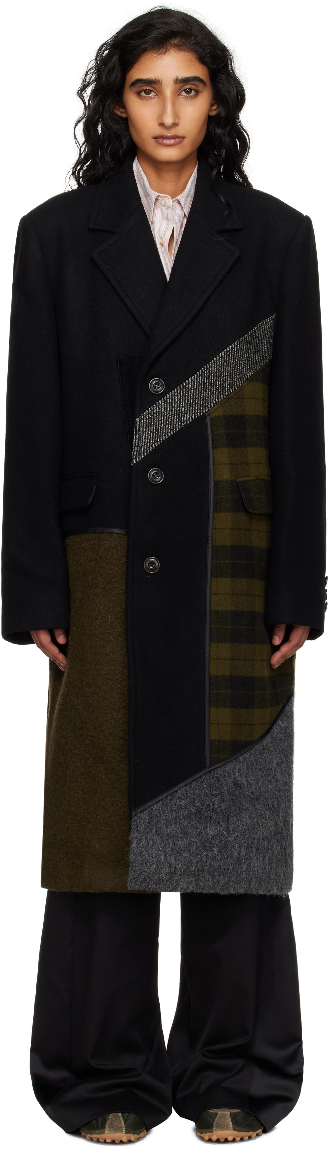 Kabáty Andersson Bell Andersson Bell Patchwork Wool Coat Čierna | awa709m, 0