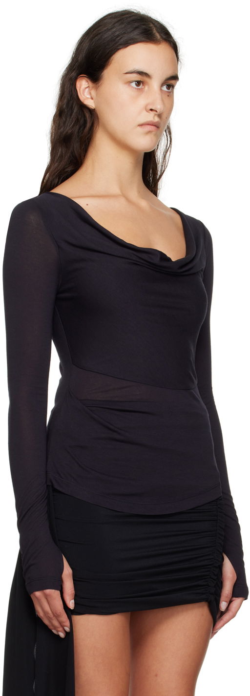 Tričko Helmut Lang Helmut Lang Cowl Neck Long Sleeve T-Shirt Čierna | N06HW522, 1