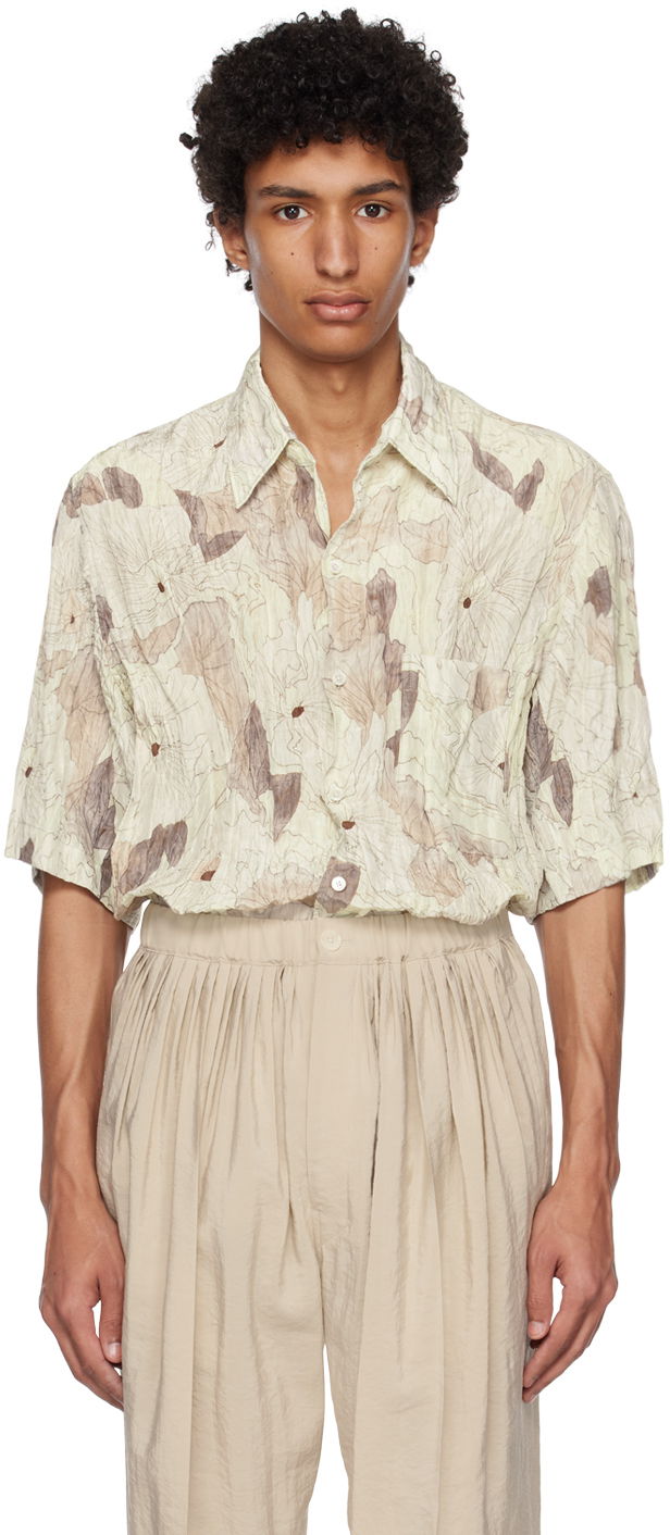 Košeľa LEMAIRE Lemaire Floral Print Short Sleeve Shirt Žltá | SH1023 LF1055, 0