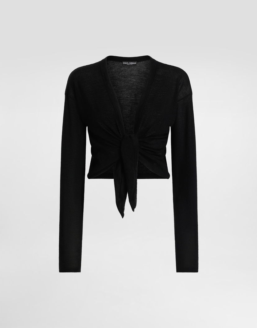 Sveter Dolce & Gabbana Dolce & Gabbana Cashmere Tie Cardigan Čierna | FXV98TJBW0IN0000