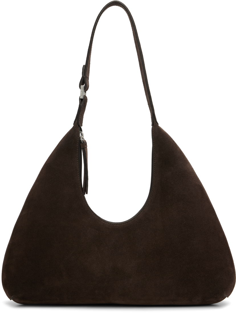 Taška cez rameno BY FAR BY FAR Amber Suede Shoulder Bag Hnedá | MWBSB001KL009BR054PL
