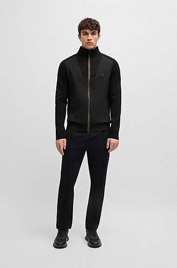 Sveter BOSS Knitted Jacket with Double B Monogram Čierna | 50528940, 1