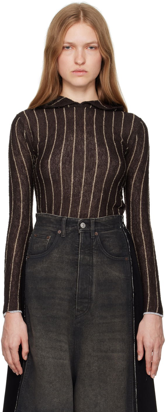 Mikina Maison Margiela Pinstripes Underpinning Hoodie Hnedá | S62HA0090 M13077, 0
