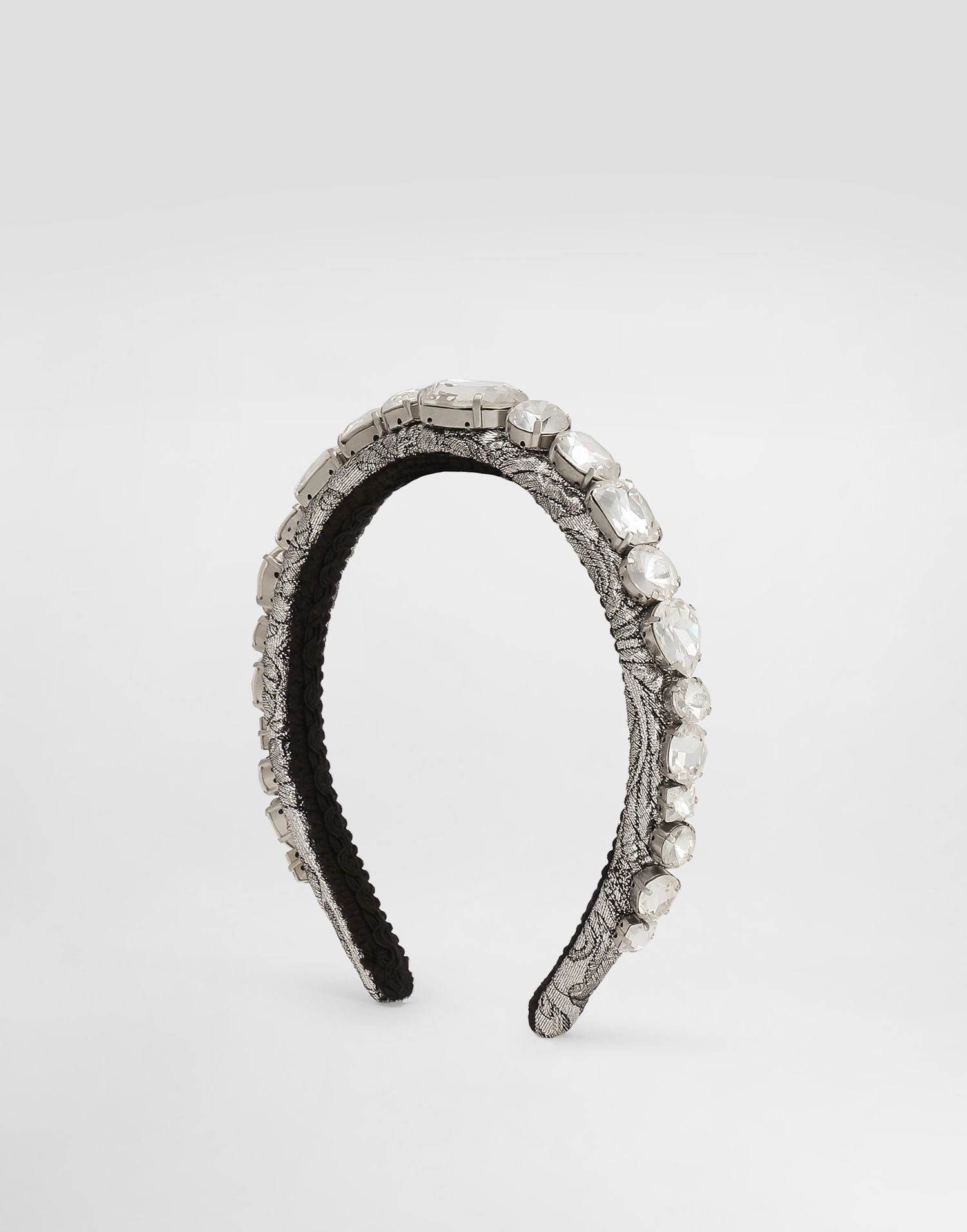Doplnky Dolce & Gabbana Floral Jacquard Headband with Crystals and Embroidery Metalická | FY366ZGDDDMS8400, 1