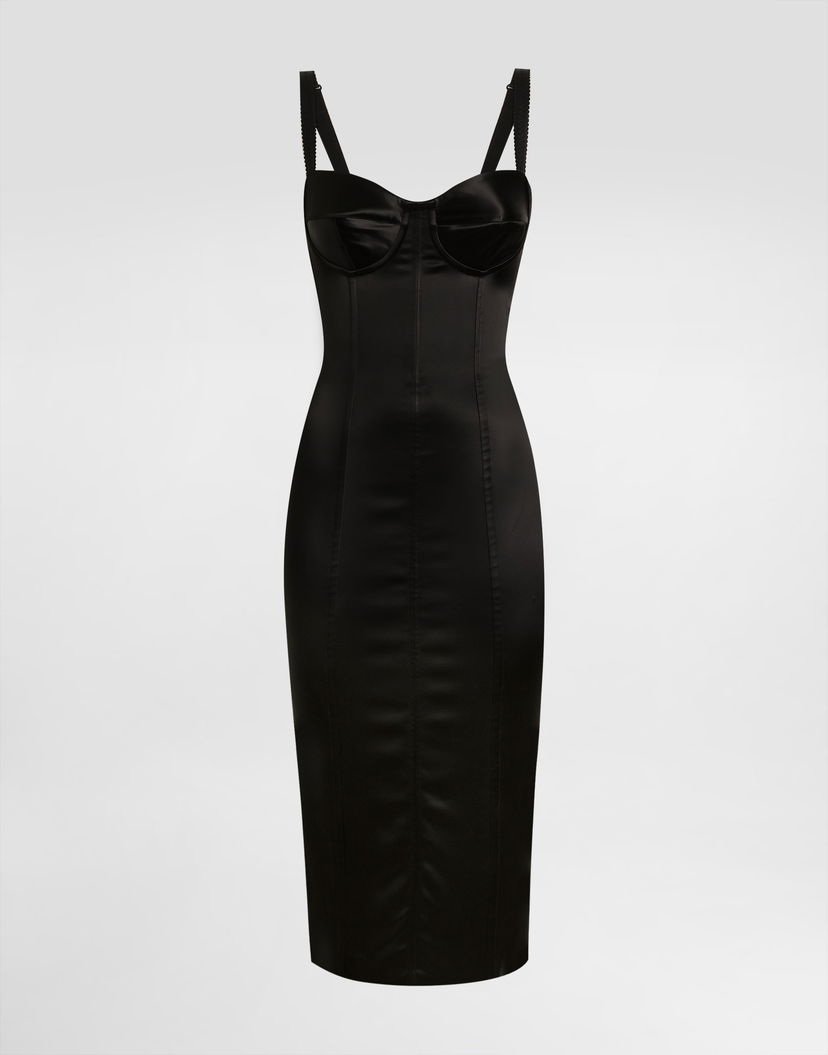Šaty Dolce & Gabbana Dolce & Gabbana Satin Midi Dress Čierna | F6DIHTGDDB2N0000