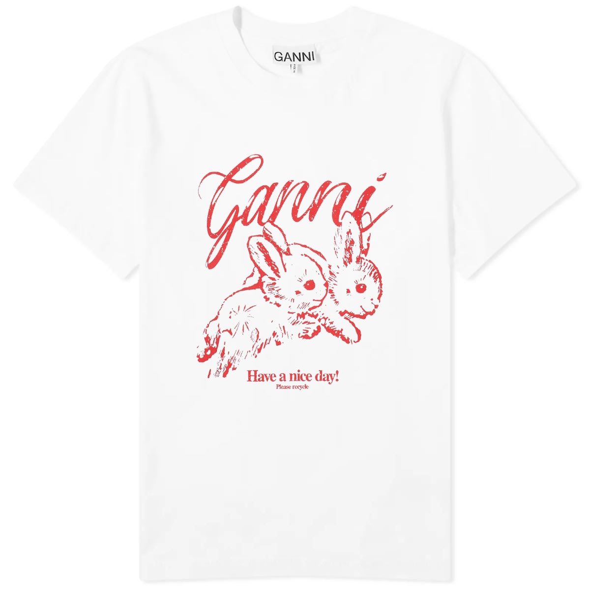 Tričko GANNI GANNI Bunnies Relaxed T-Shirt Biela | T3994-151, 0