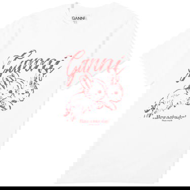 Tričko GANNI GANNI Bunnies Relaxed T-Shirt Biela | T3994-151, 0