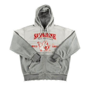 Mikina Supreme True Religion Zip Up Hooded Sweatshirt Šedá | FW21SW38 LIGHT GREY, 0