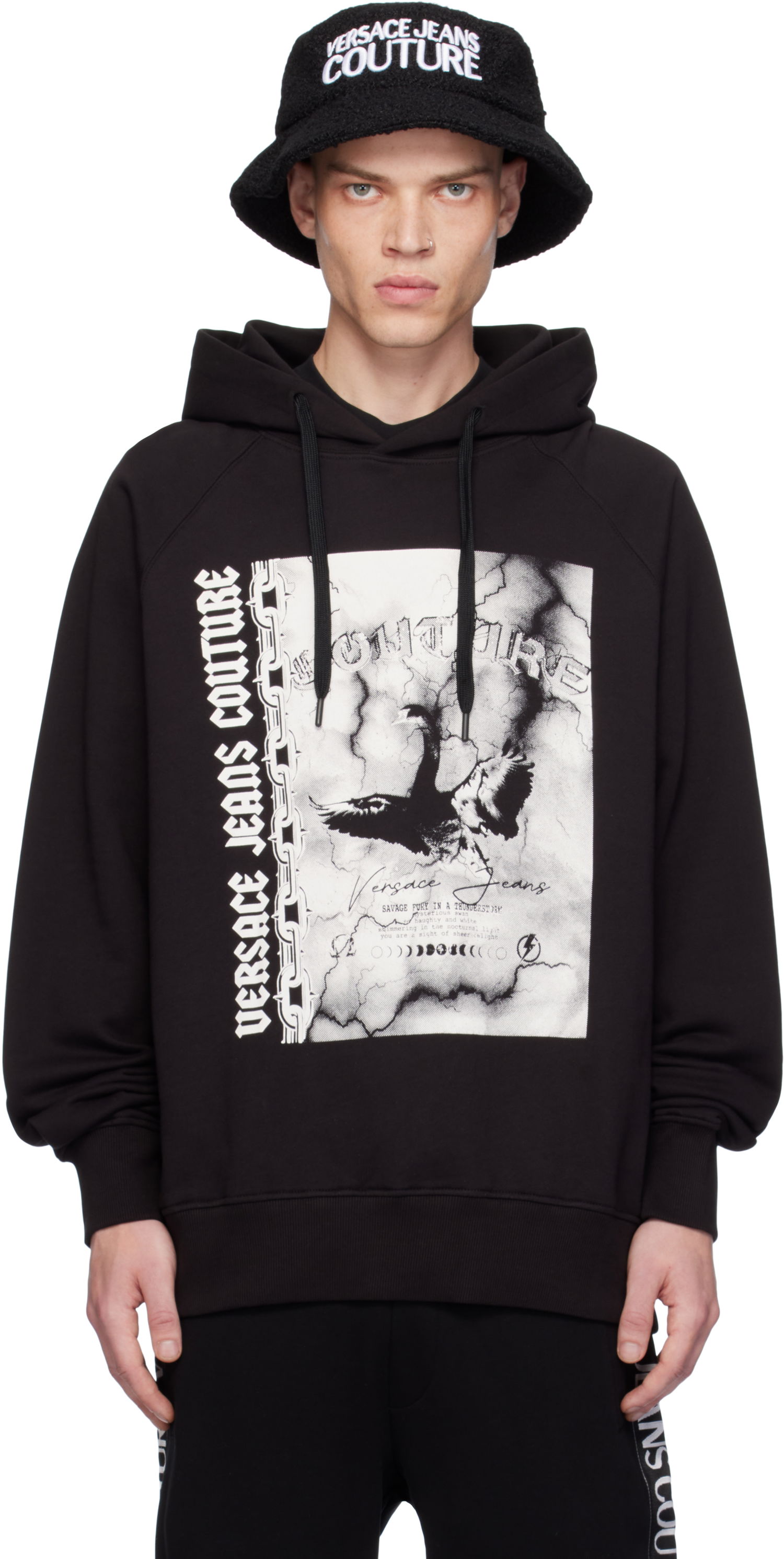Mikina Versace Logo Swan Black Hoodie Čierna | E77GAIT07_ECF00T, 0