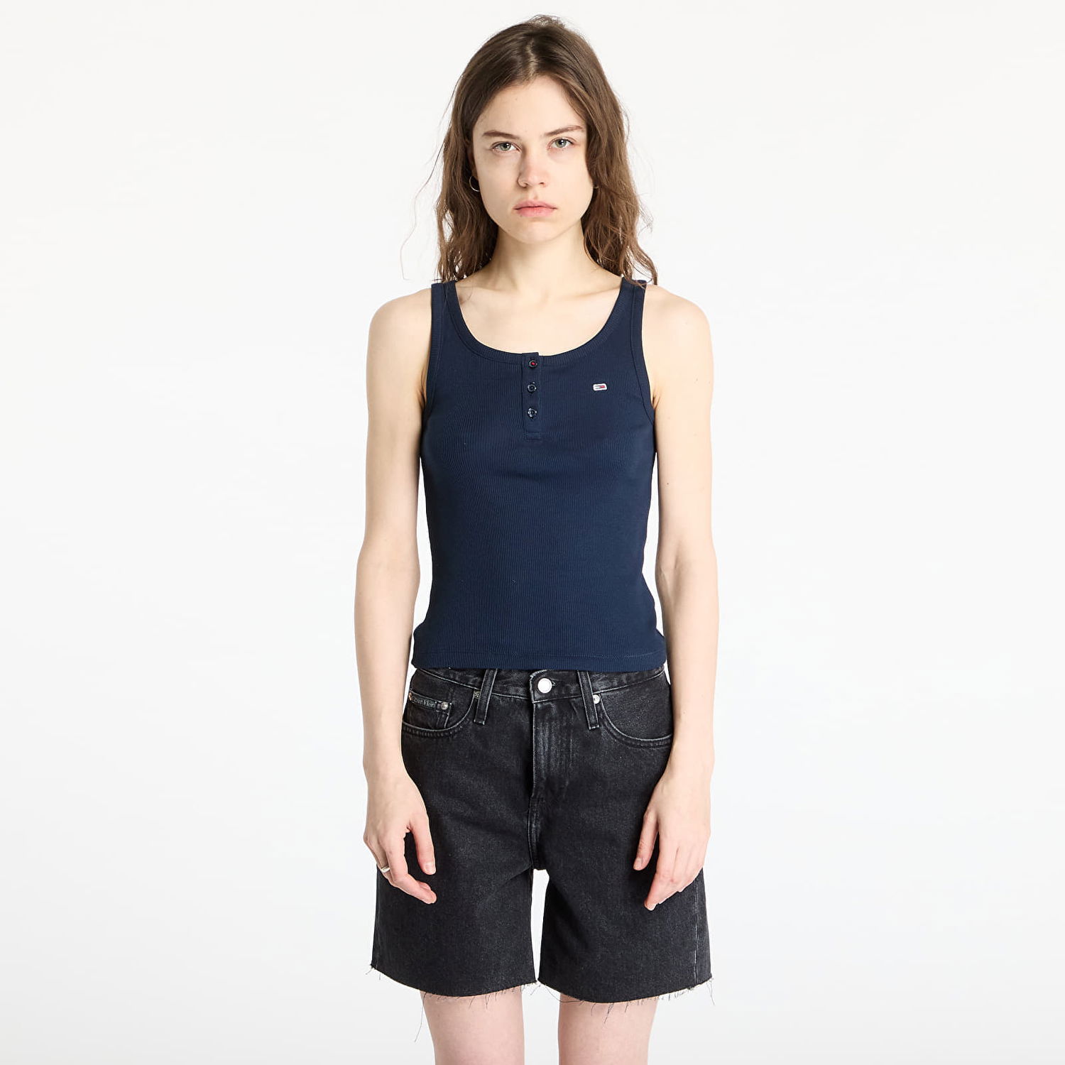Tielko Tommy Hilfiger Tommy Jeans Slim Fit Button Tank Top Navy | DW0DW19492 C1G, 0