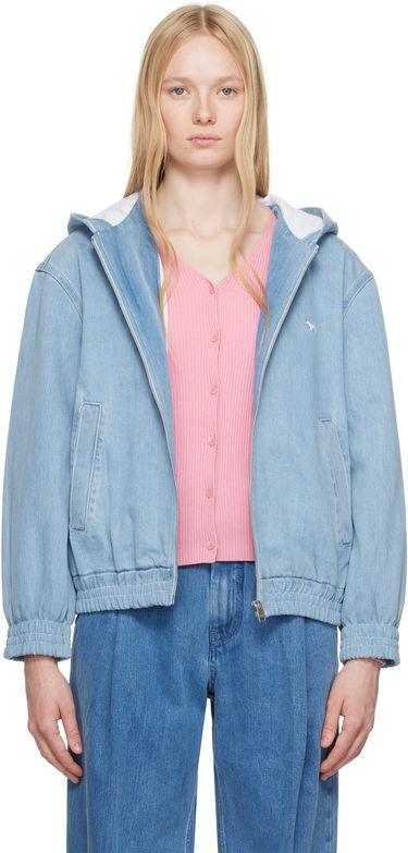 Bunda MAISON KITSUNÉ Maison Kitsuné Zipped Hooded Denim Jacket Modrá | OW02103WD4010, 0