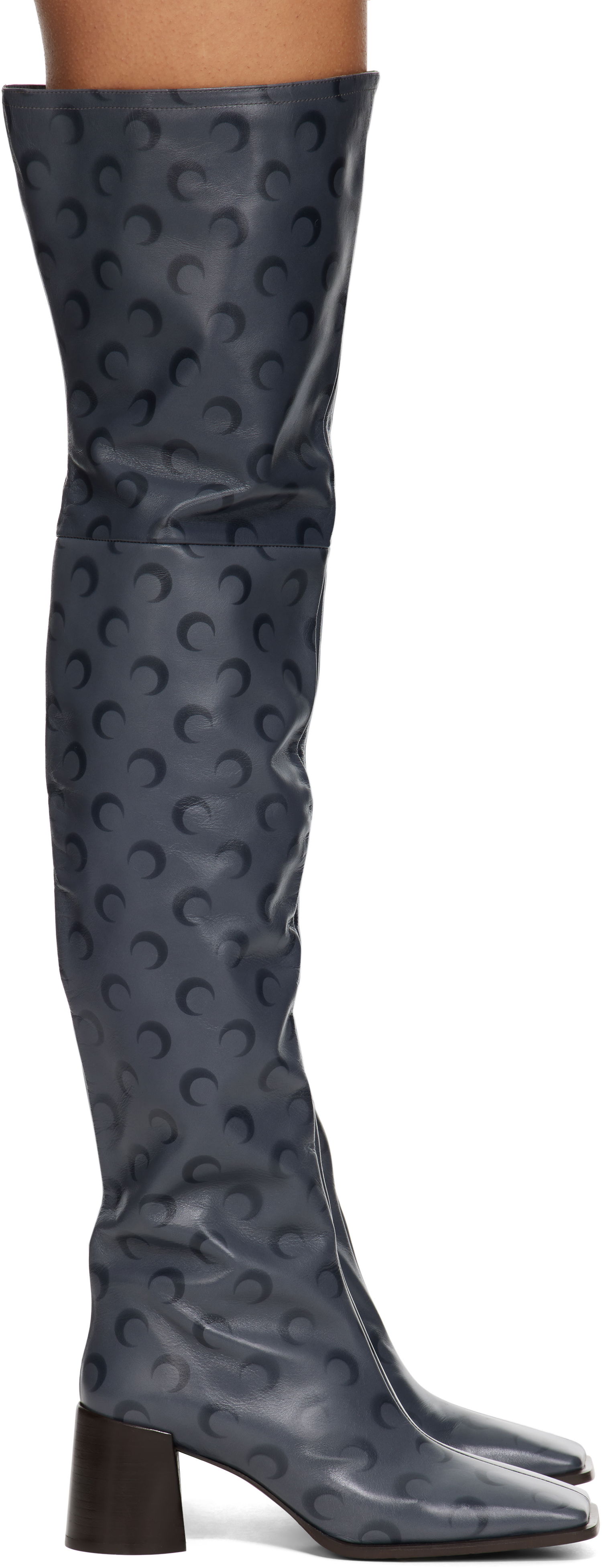 Tenisky a topánky Marine Serre Airbrushed Leather Block High Boots Modrá | WFW039A, 0