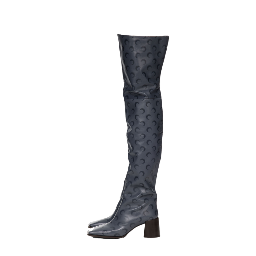 Tenisky a topánky Marine Serre Airbrushed Leather Block High Boots Modrá | WFW039A