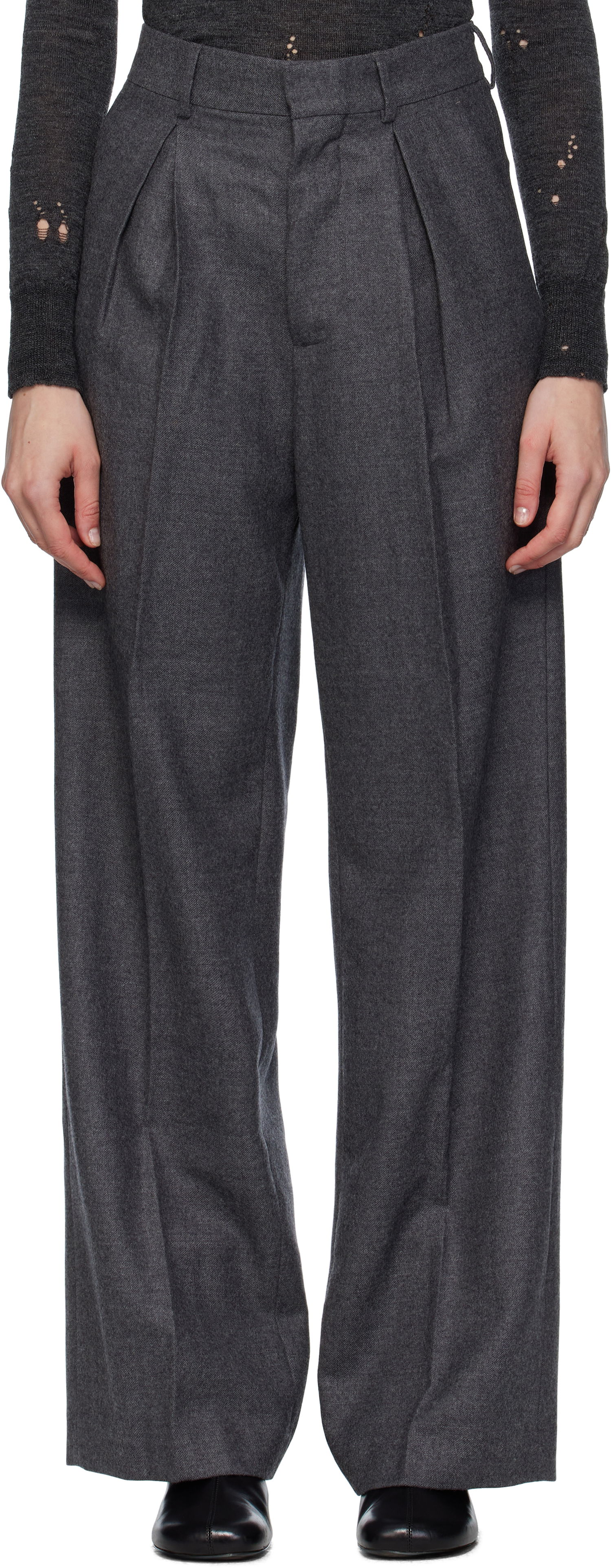 Nohavice Maison Margiela MM6 Maison Margiela Tailored Wool Trousers Šedá | S52KA0540 M35466, 0