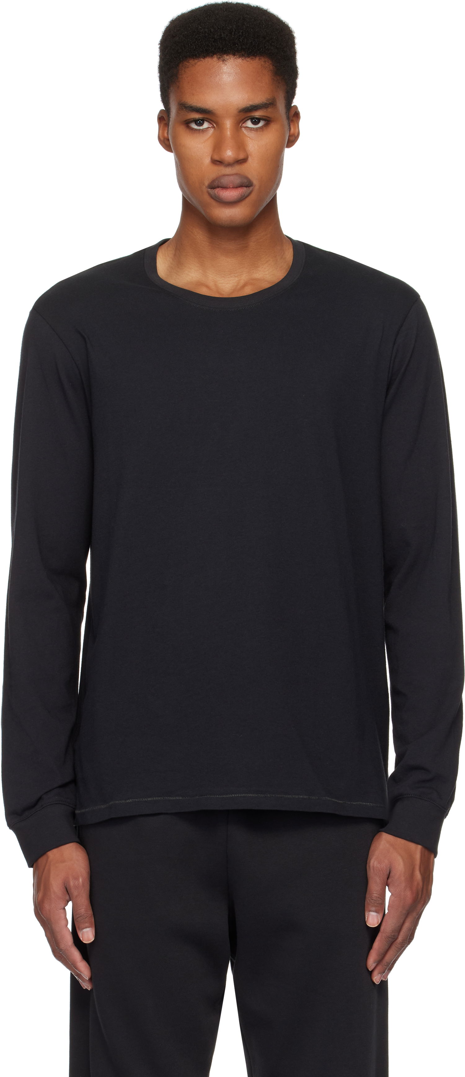 Tričko SKIMS Cotton Classic Long Sleeve T-Shirt Čierna | LS-LST-6350M, 0