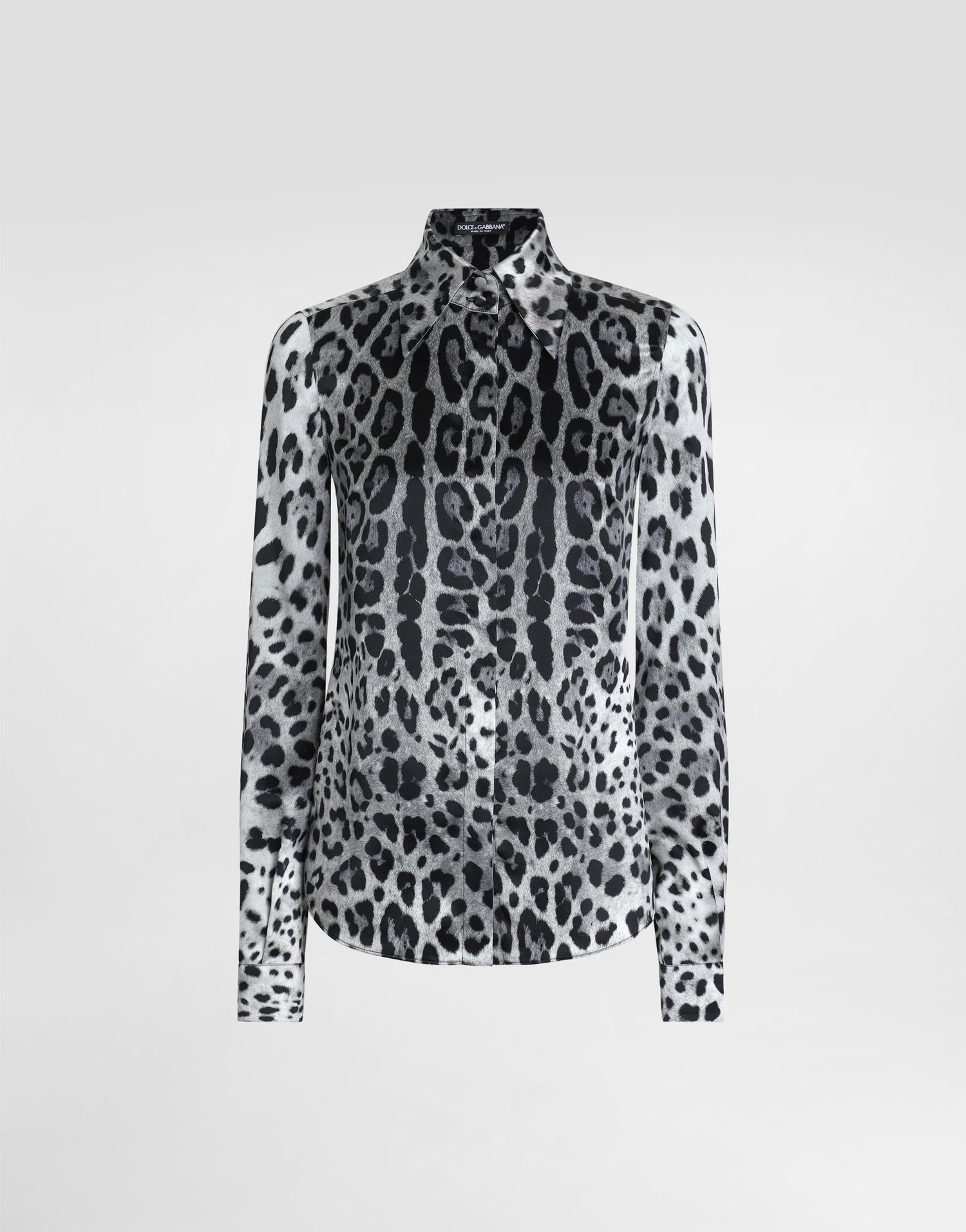 Košeľa Dolce & Gabbana Leopard-Print Silk Satin Shirt Šedá | F5R64TIS1WTHI13N, 0