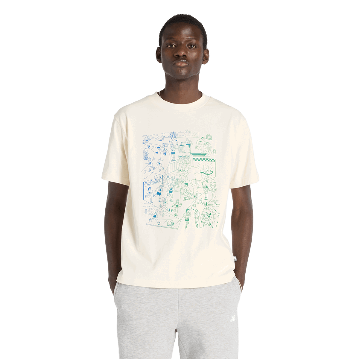 Tričko New Balance Athletics Graphic T-Shirt Béžová | MT53916-PEF, 0