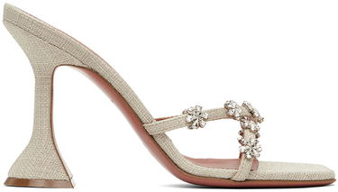 Doplnky Amina Muaddi Amina Muaddi Lily 95 Heeled Sandals Béžová | LILY SLIPPER 95 CL CANVAS, 0