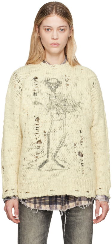 Sveter R13 R13 Distressed Skeleton Graphic Sweater Béžová | R13WY089-Y142B, 0