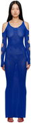 Blue Hole Net Maxi Dress